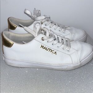 Nautica Women's Gold Accent White Sneakers